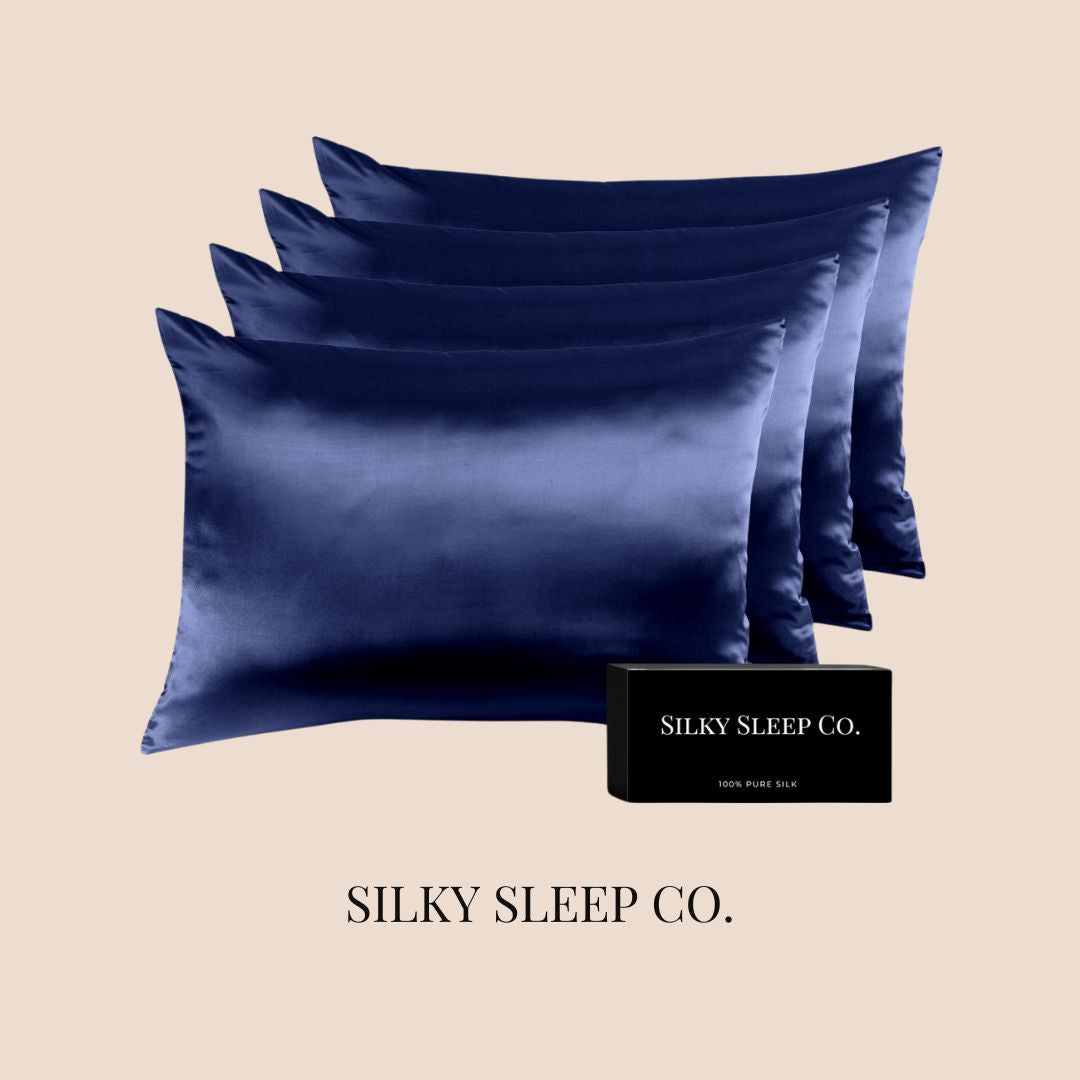 SilkySleep - Taie rectangulaire 100% soie Bleu Nuit