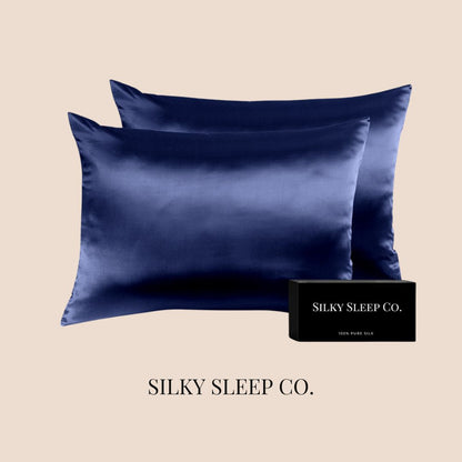 SilkySleep - Taie rectangulaire 100% soie Bleu Nuit