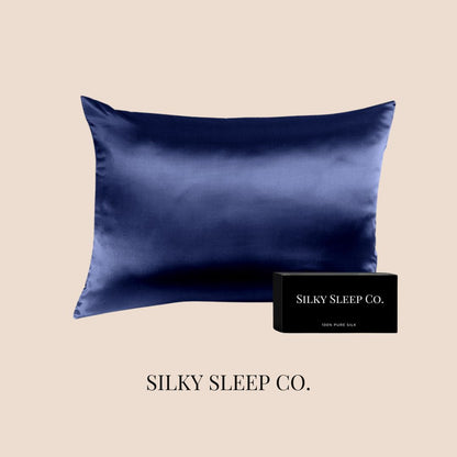 SilkySleep - Taie rectangulaire 100% soie Bleu Nuit