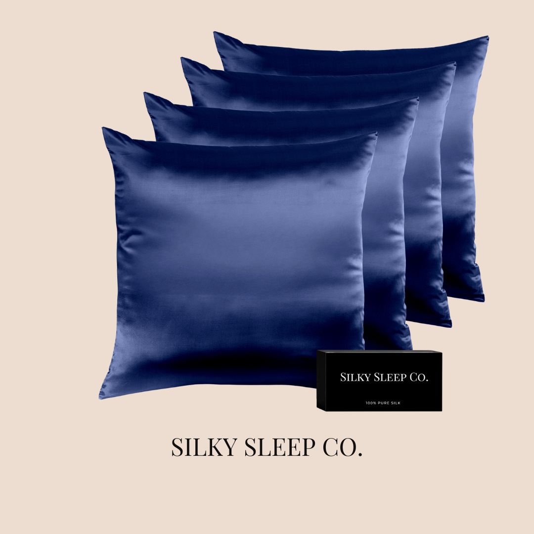 SilkySleep - Taie rectangulaire 100% soie Bleu Nuit